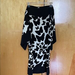 Black & White Butterfly-Print Silk Dress